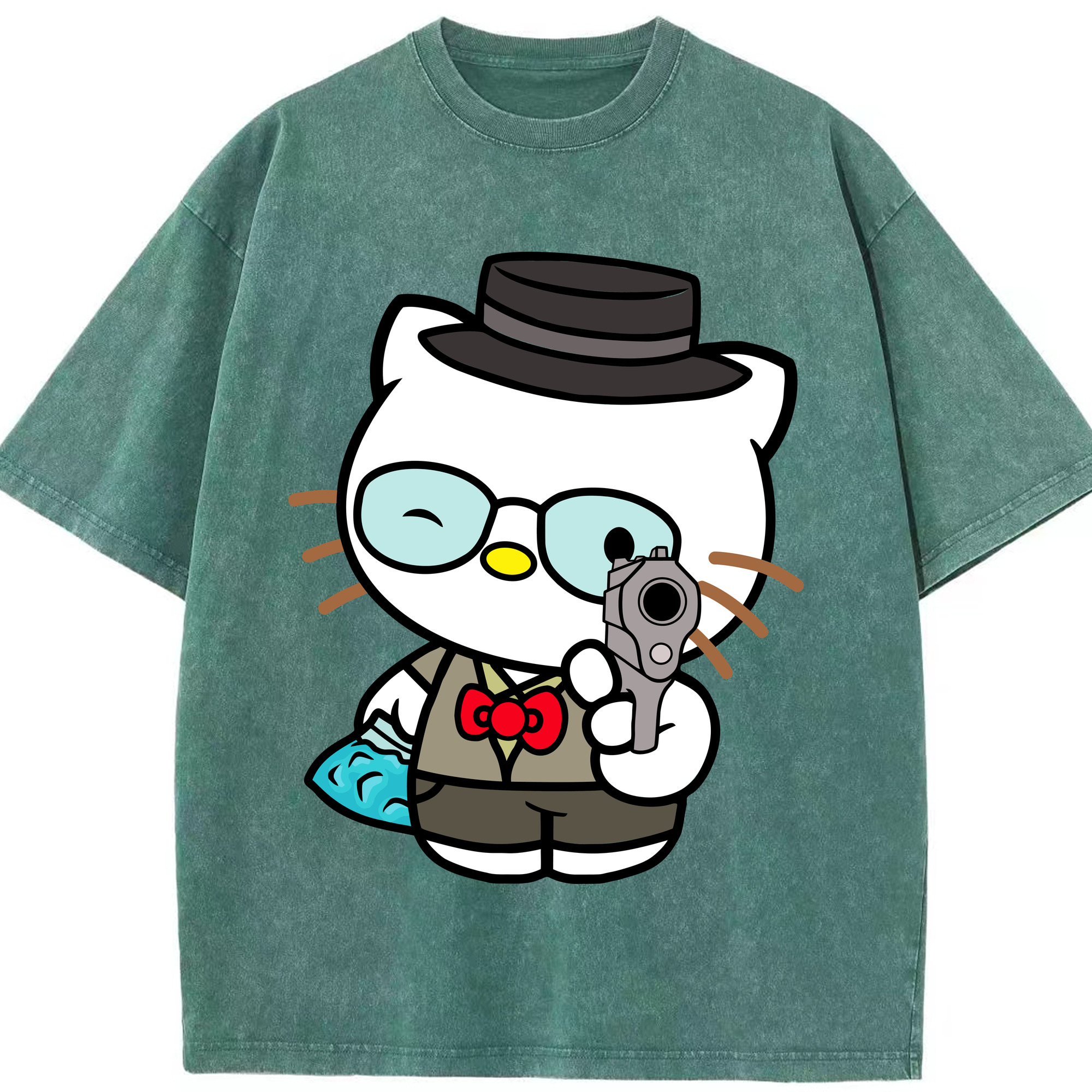 （画像用） Hello Kitty ハローキティ 綿100% ヴィンテージ風 半袖Tシャツ（フロントプリント）